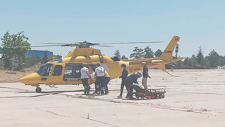 Seydişehir'de kalp krizi geçiren hasta, ambulans helikopter ile Konya'ya getirildi