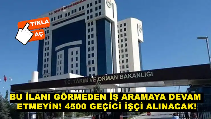Tarım ve Orman Bakanlığı 81 ilde 4500 işçi alımı yapacak! İşte şartlar ve detaylar…