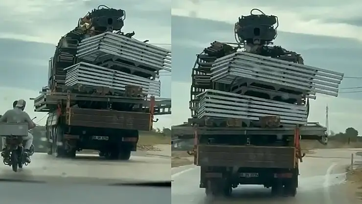 Tehlikeli taşıma anbean kamerada