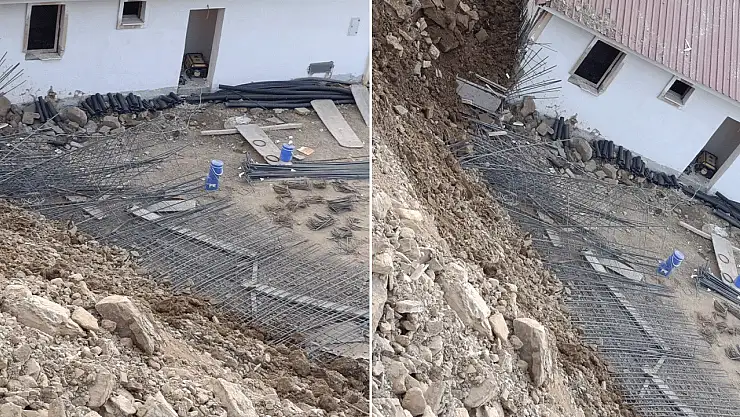 Toprak kayması: Yapım aşamasındaki 6 ev zarar gördü