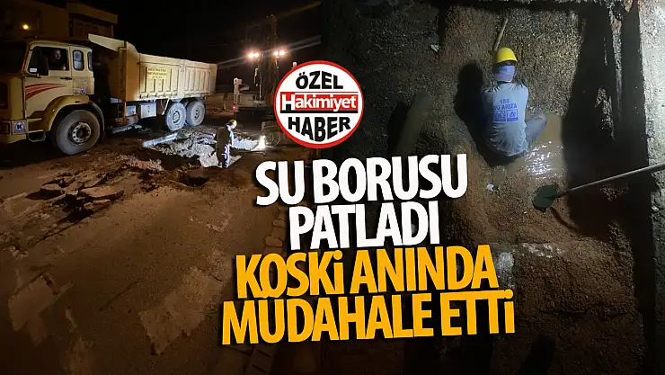 Yolu Çökerten Su Borusu Patlağına KOSKİ Anında Müdahale Etti