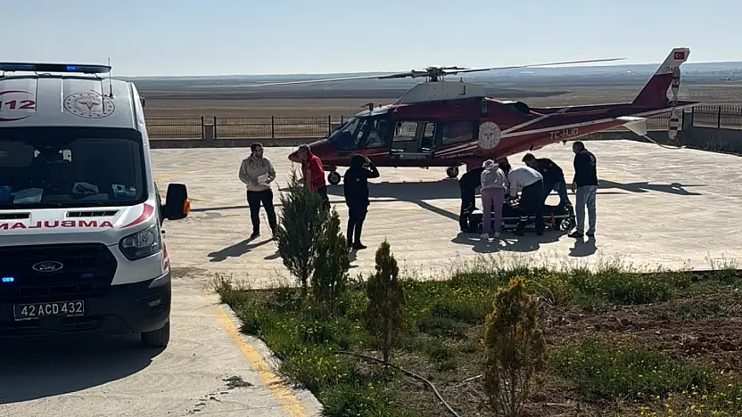 Konya'da acil sevk: Rahatsızlanan yaşlı kadın için helikopter havalandı