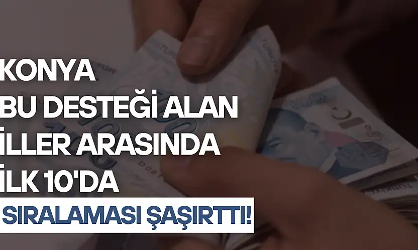 Konya bu desteği alan iller arasında ilk 10'da: Sıralaması şaşırttı!