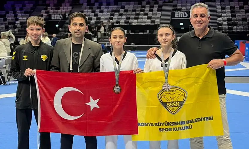 Konya Büyükşehirli tekvandoculardan Avrupa'da çifte gurur!