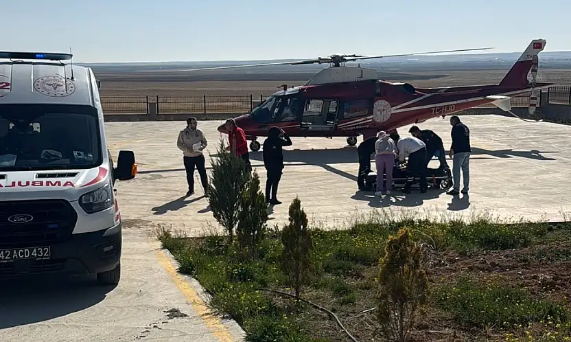 Konya'da acil sevk: Rahatsızlanan yaşlı kadın için helikopter havalandı
