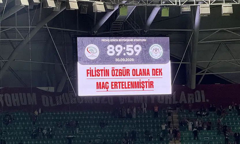 Konya'da dostluk maçı 89.dakikada Filistin özgür olana denk ertelendi: 2-2