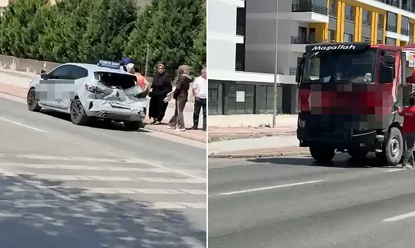 Konya'da korkutan kaza: Beton mikseri sürücü eğitim aracına çarptı