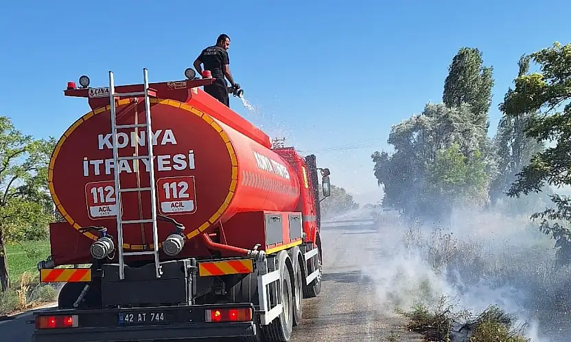 Konya'da ot temizliği için yakılan ateş faciaya dönüşüyordu