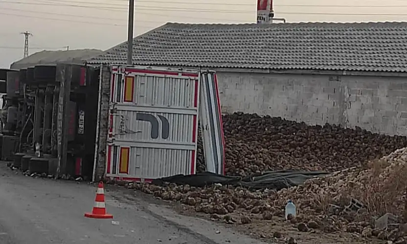 Konya'da pancar yüklü TIR devrildi: 1 yaralı!