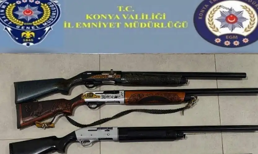 Konya'da polis ekiplerinden ortak operasyon: 6 ruhsatsız tüfek yakalandı
