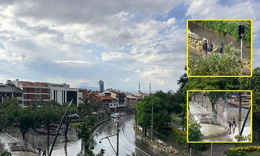 Konya'da sağanak renkli görüntülere sahne oldu