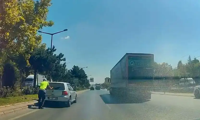 Konya'da sürücünün imdadına polis yetişti