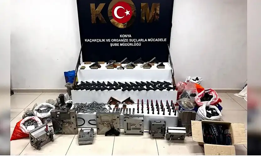 Konya'da yasa dışı silah atölyesi çökertildi: Binlerce parça ele geçirildi