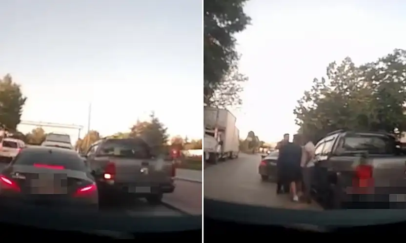 Konya'da yol verme kavgası kamerada