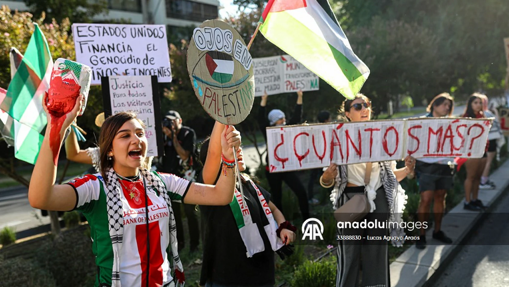 Şili'de Filistin'e destek gösterisi: İsrail'in Gazze'ye saldırıları protesto edildi