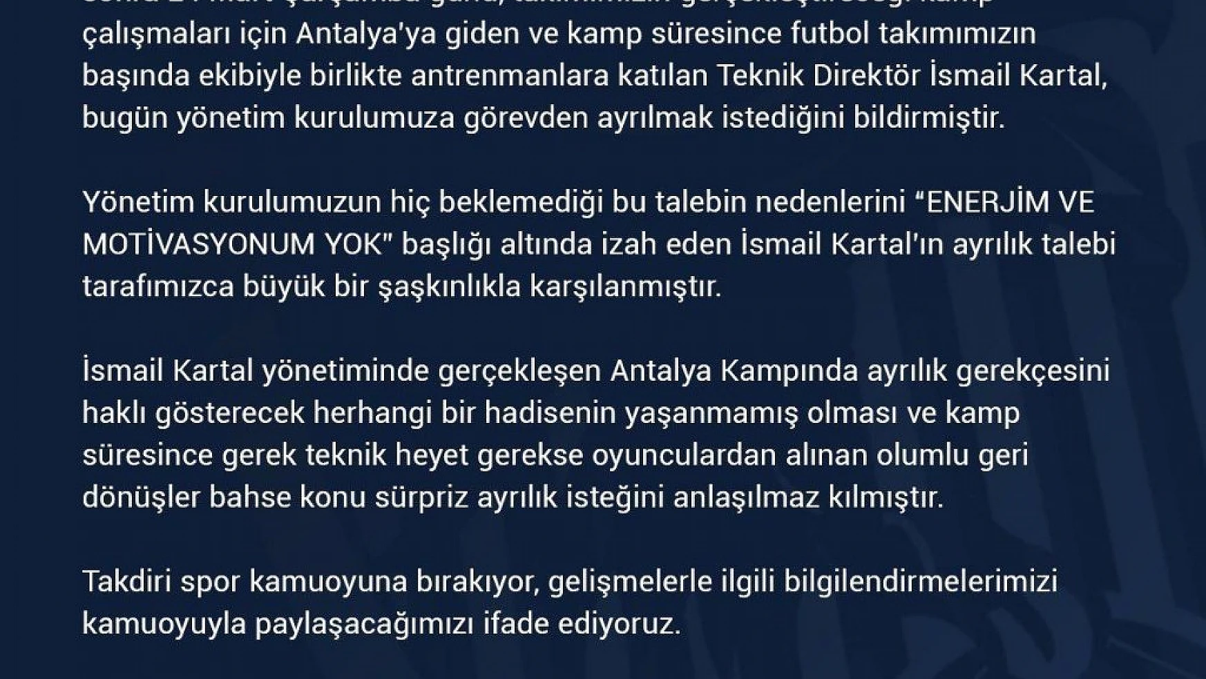 İsmail Kartal Fenerbahçe'nin başına mı geçiyor?
