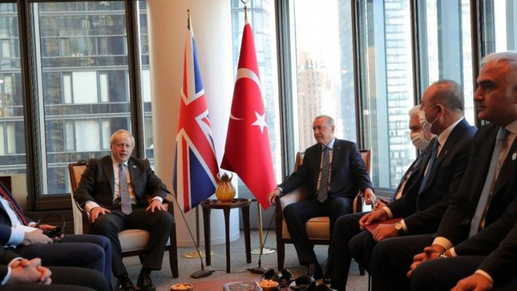 Erdoğan, New York'ta Türkevi Binası'nda Boris Johnson'ı  kabul etti