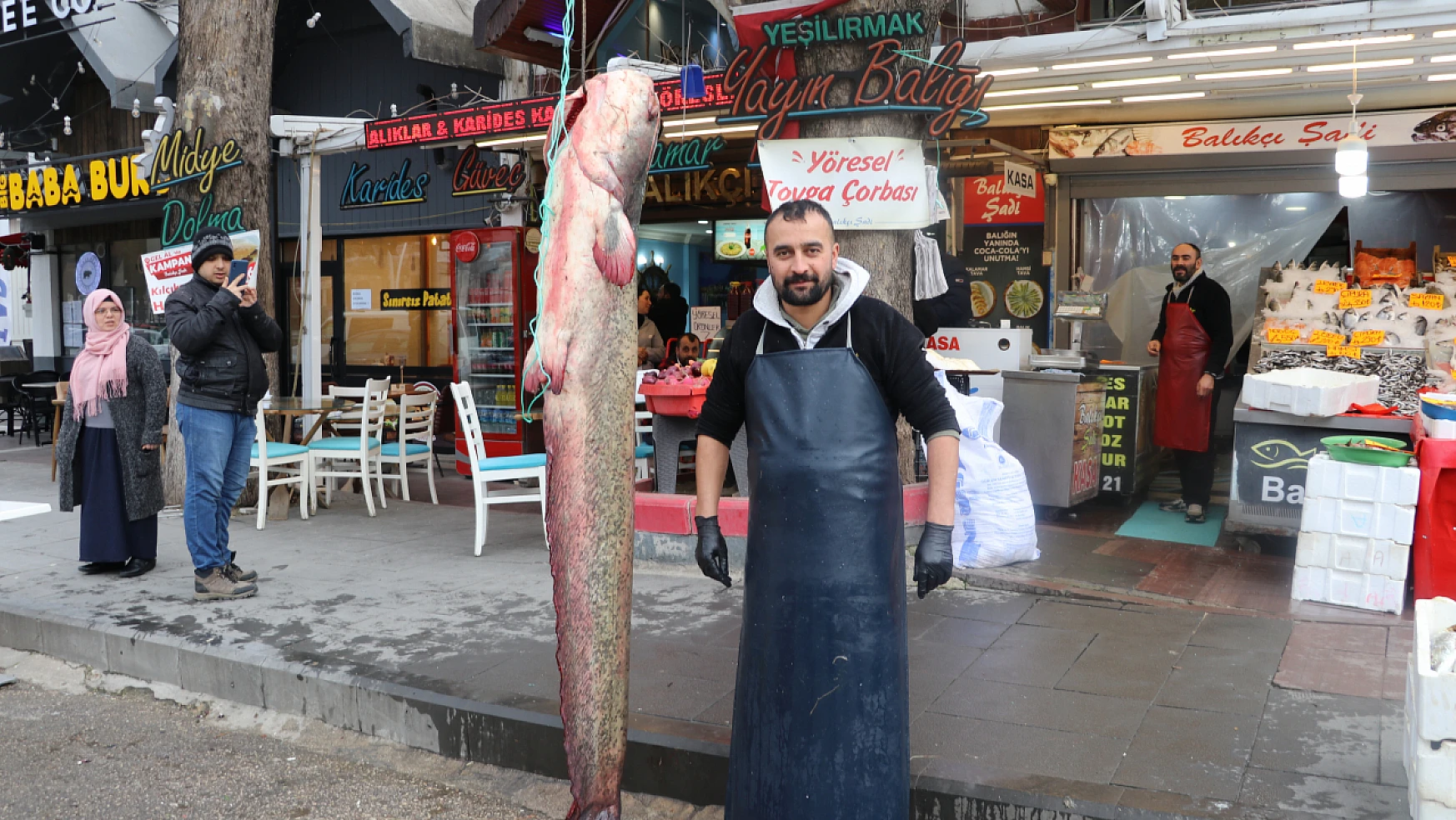 Görenler şaştı kaldı! Tekrar tekrar baktılar! 75 kilogramlık yayın balığı!