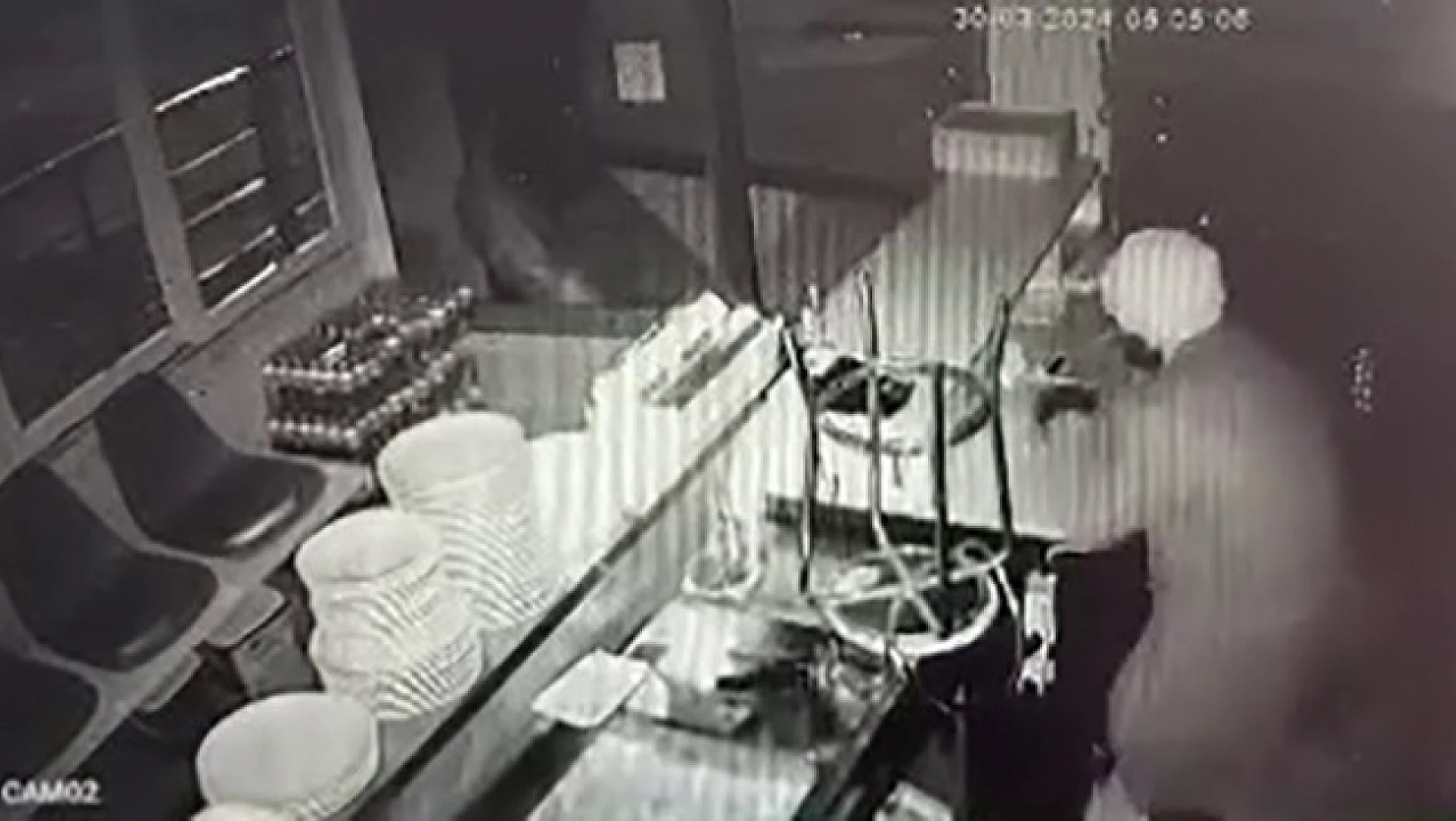 Güvenlik kamerasına yakalanan iş yeri soygunu