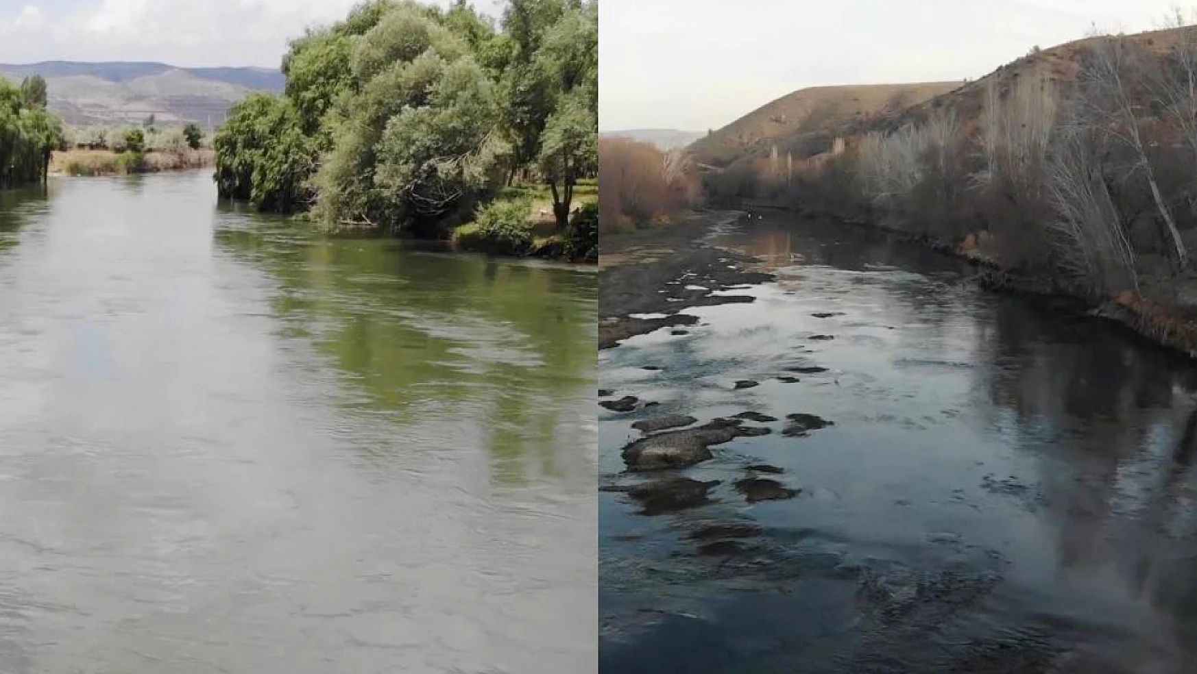 Kızılırmak nehrine ait iki fotoğraf arasındaki fark düşündürüyor