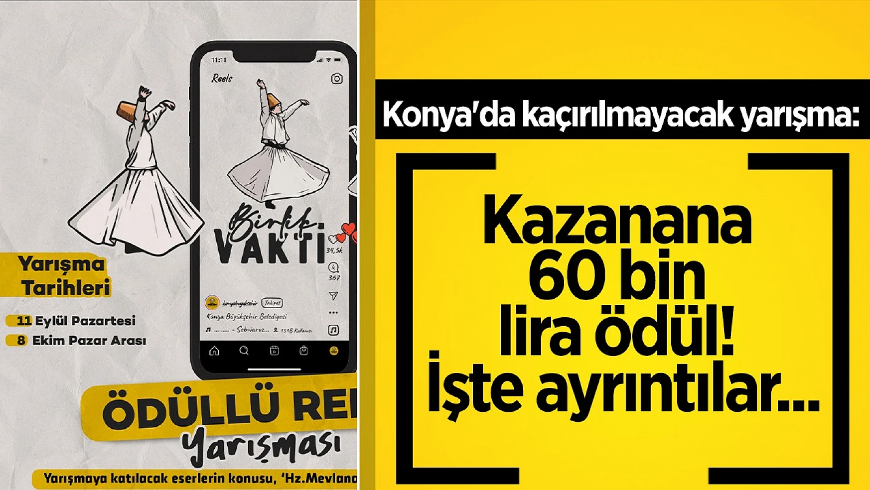 Konya Büyükşehir Belediyesi'nden yarışma! Toplam ödül 60 bin TL