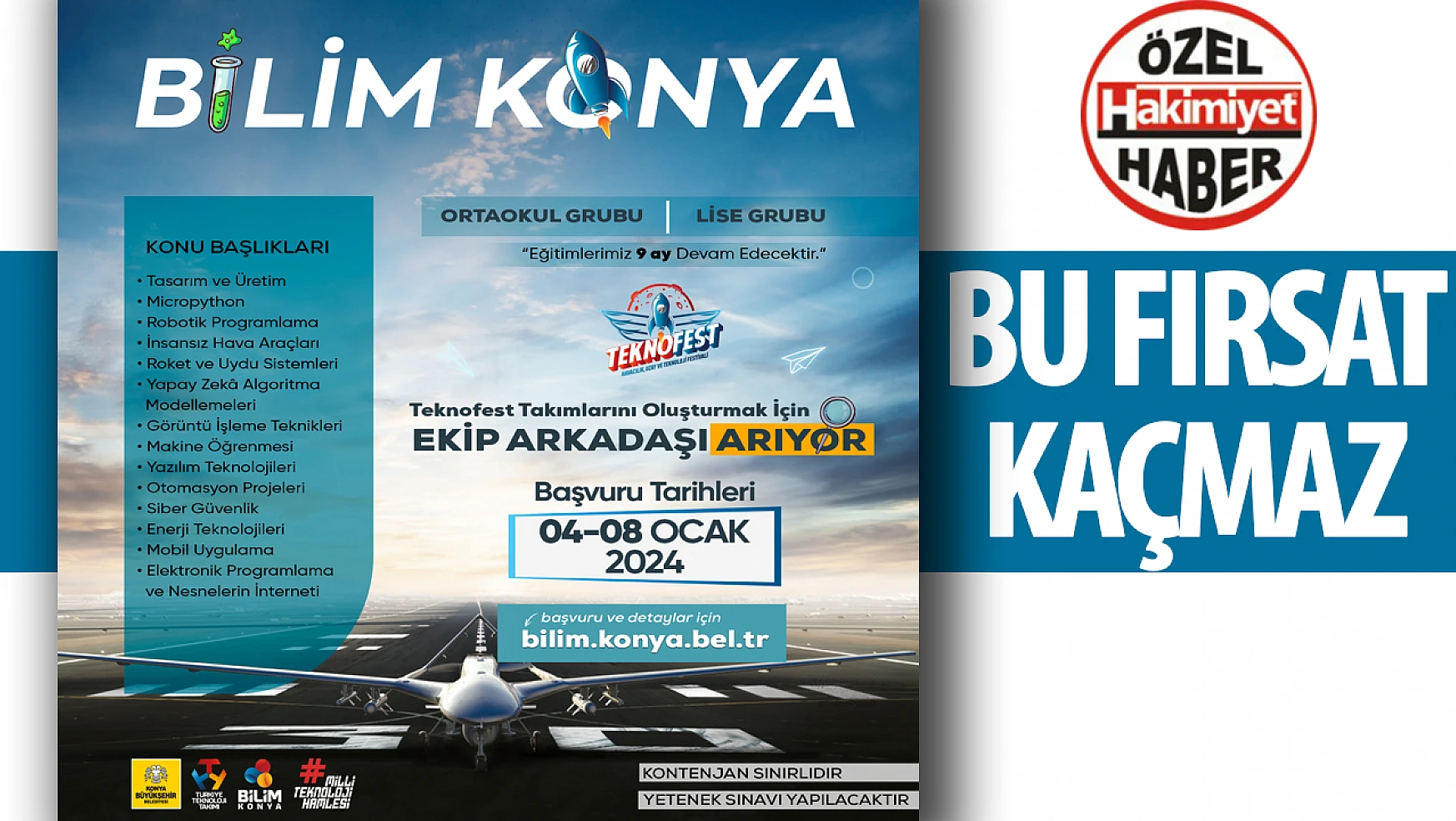 Konya Büyükşehir, Teknofest Takımlarını Oluşturacak Genç Yetenekleri Arıyor!