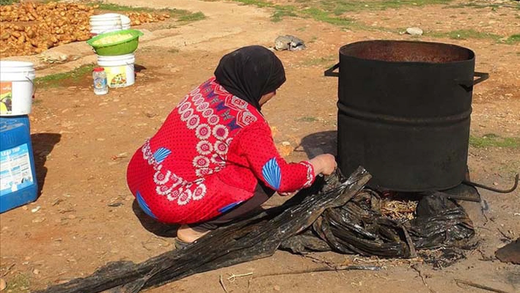 Lübnan'da bu kış da üşüyen Suriyeli mülteciler topladıkları çalı çırpılarla ısınıyor