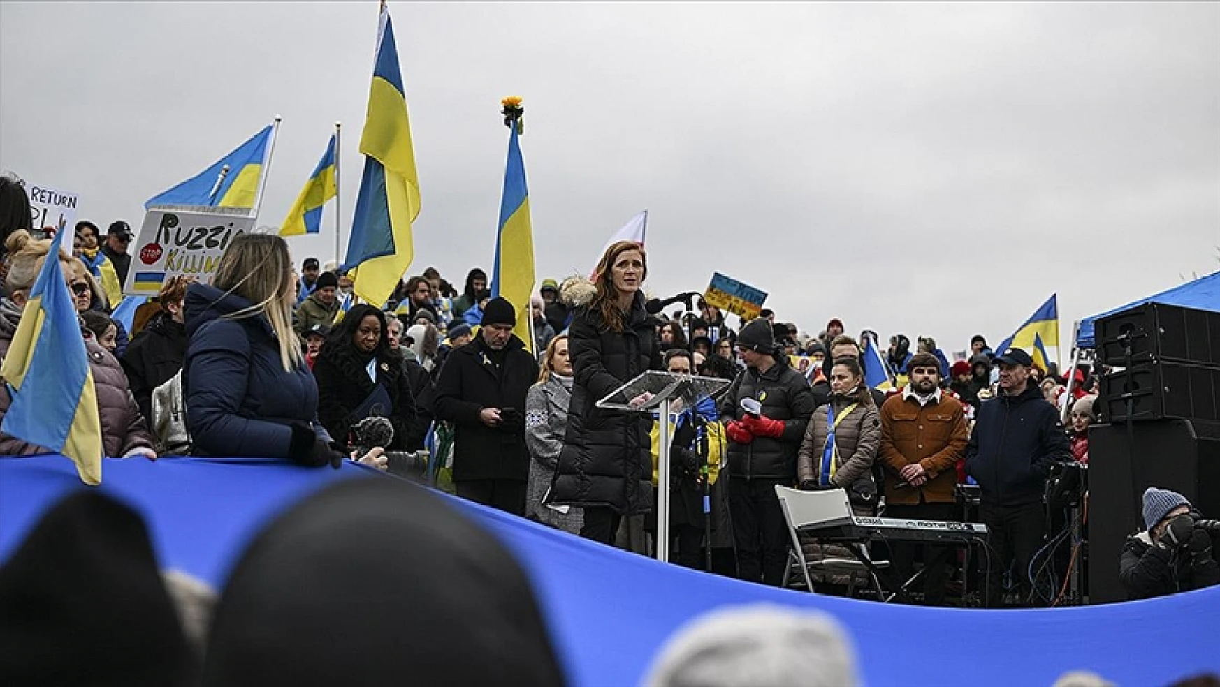 Rusya-Ukrayna savaşının 1. yılı dolayısıyla ABD'de gösteriler yapıldı
