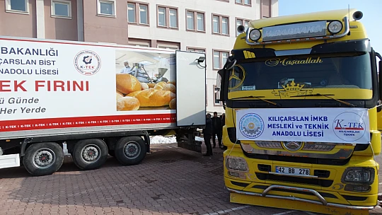 Karatay Kılıçarslan Bist Mtal'de Üretilen Mobil Fırın Hatay'a doğru yola çıktı