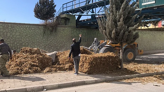 Saman balyası yüklü tır demiryolu geçidine çarptı